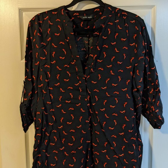 Brody Miles Red Stiletto Blouse sz L - Picture 2 of 13